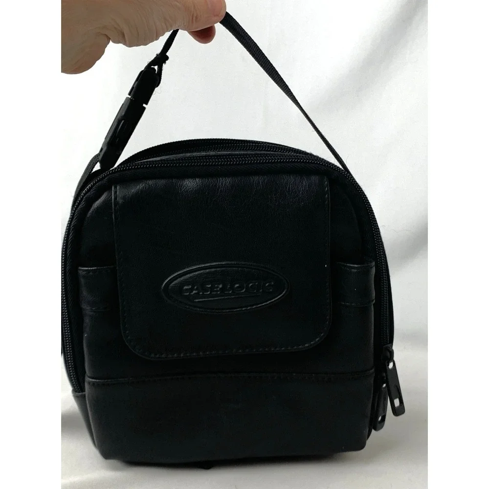 Case Logic Bag Faux Leather For Camera CD Player Walkman Carry Travel Zip Soft